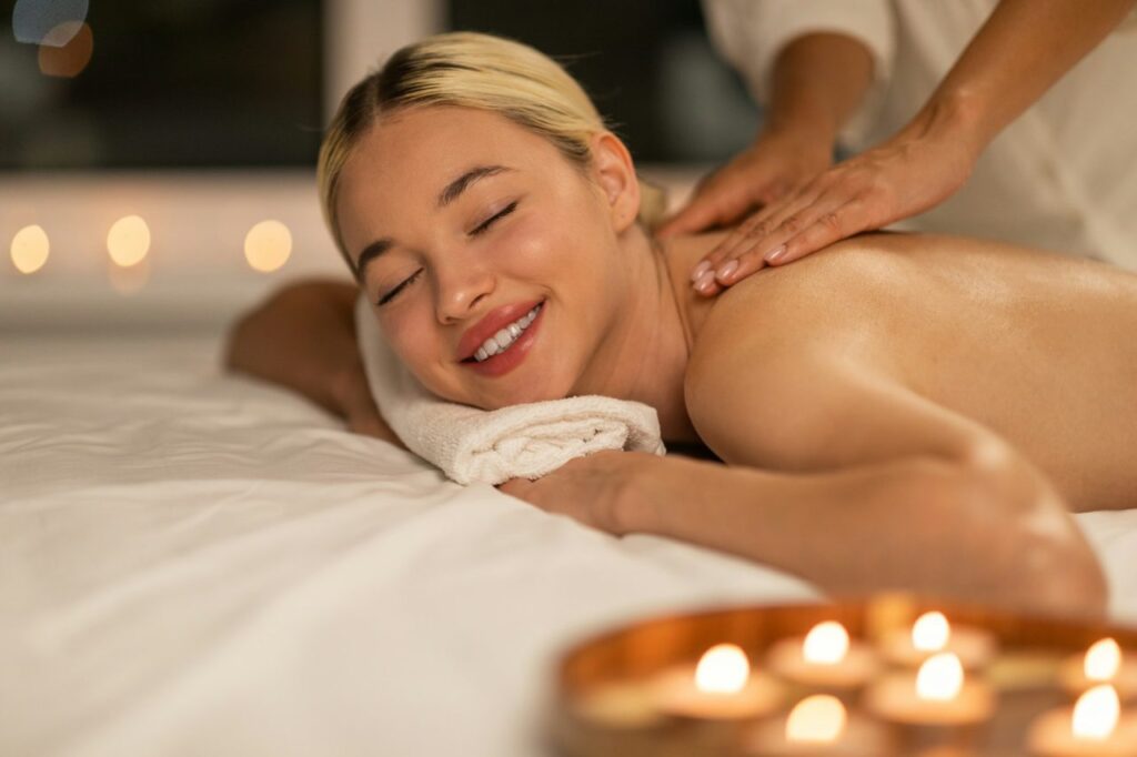 Relaxing spa day with a back massage