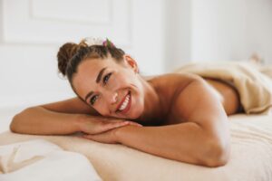 Woman receiving a professional massage in a spa setting