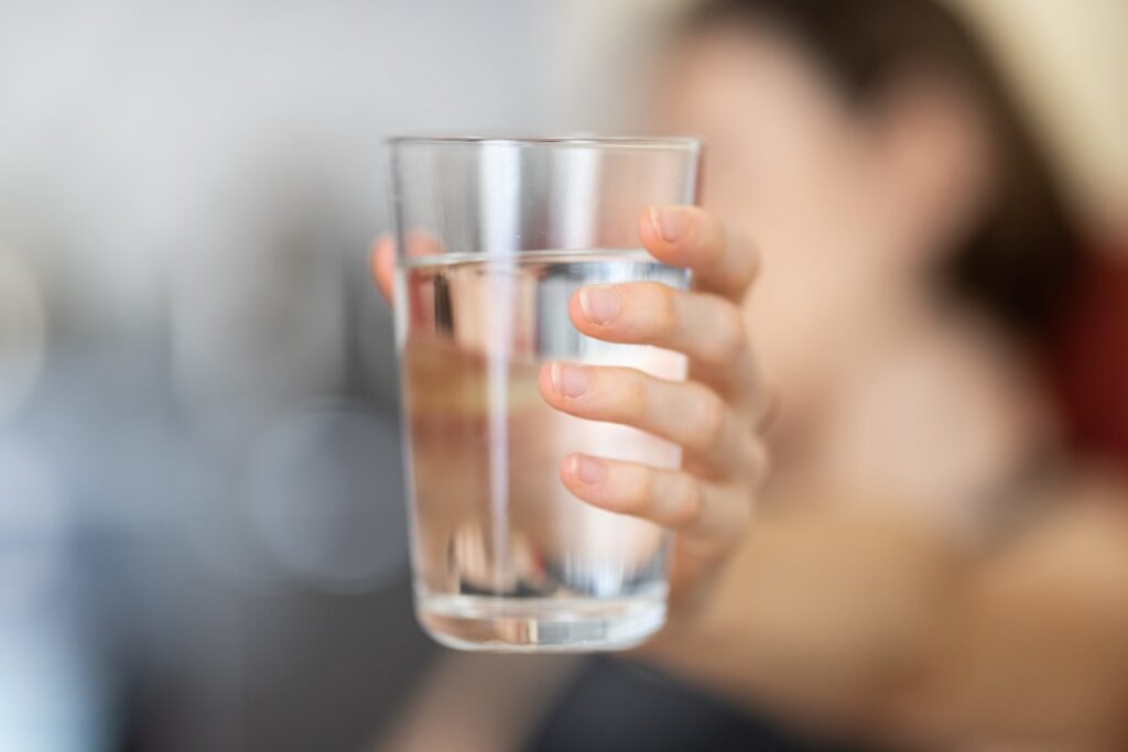 Glass of water representing healthy hydration
