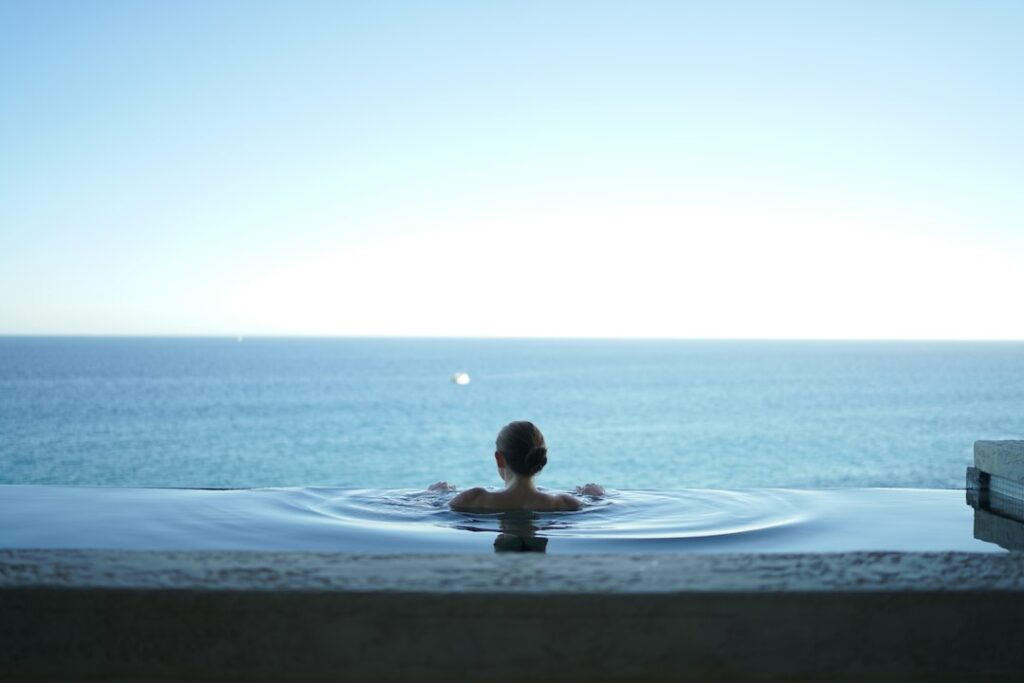Relaxing hotel spa setting for travel wellness
